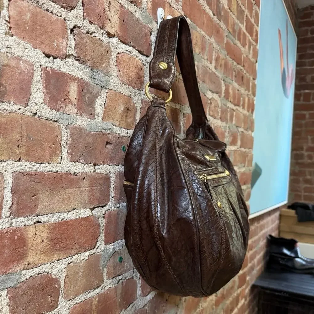 Isabella Fiore Croc Embossed Hobo Bag